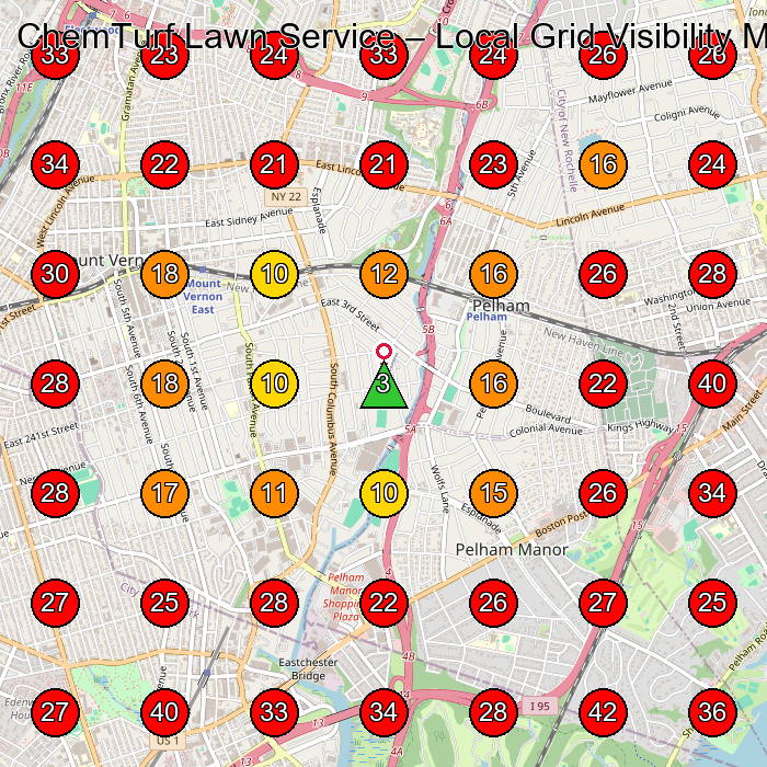 ChemTurf Lawn Service GeoGrid visibility map for Arborist Service in New Rochelle